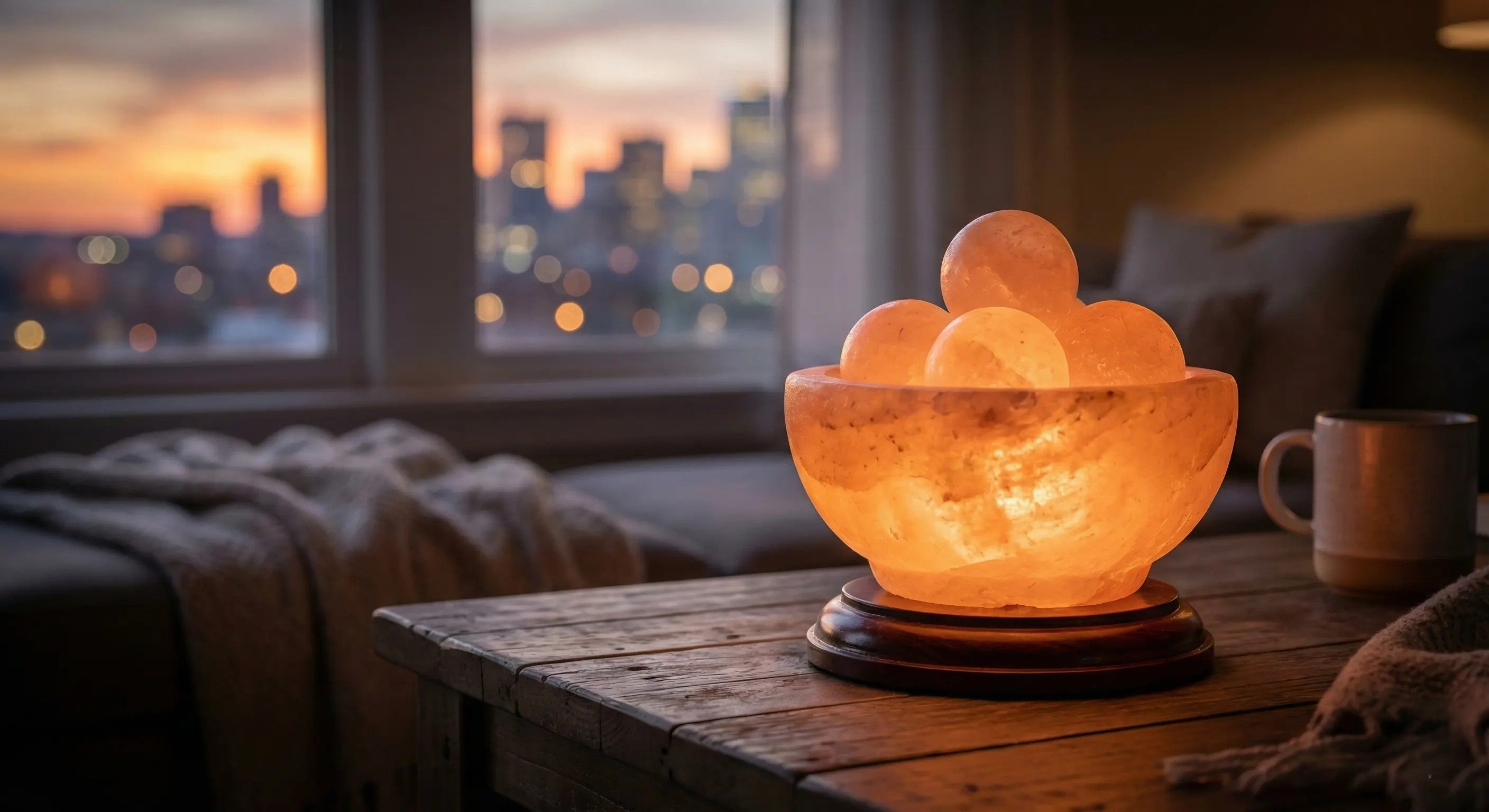 Himalayan Salt Bowl Lamp with Salt Balls